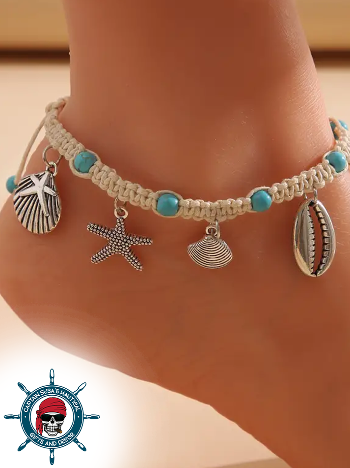 Starfish and shell Ankle Bracelet