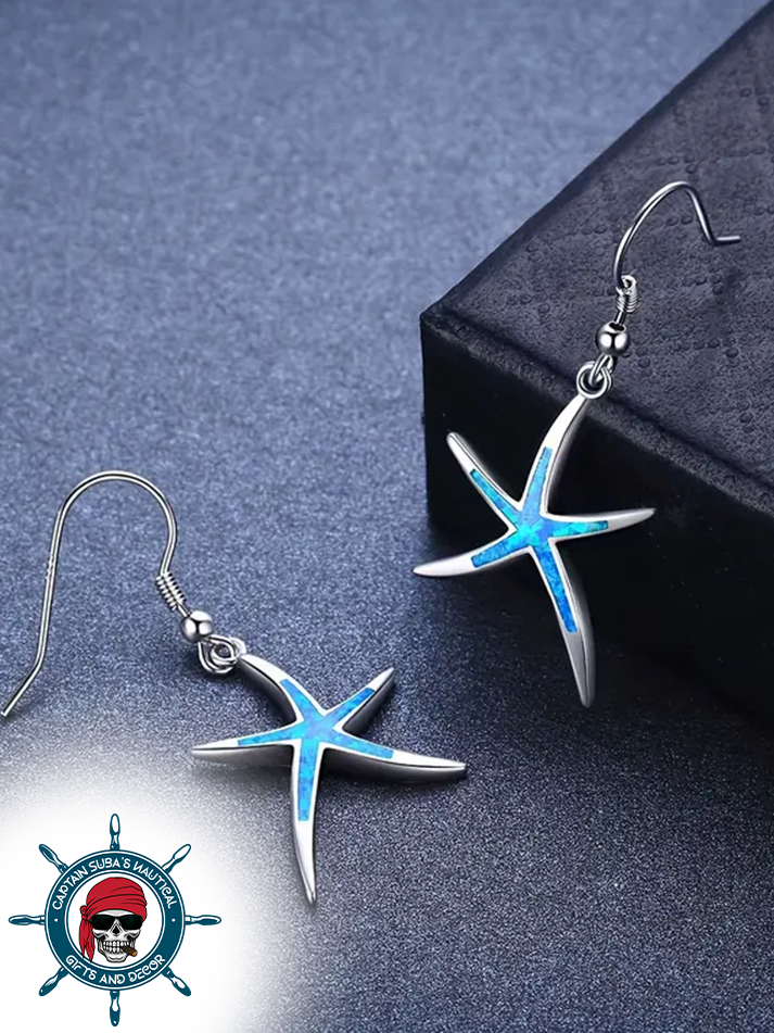 Blue Star Fish Earrings