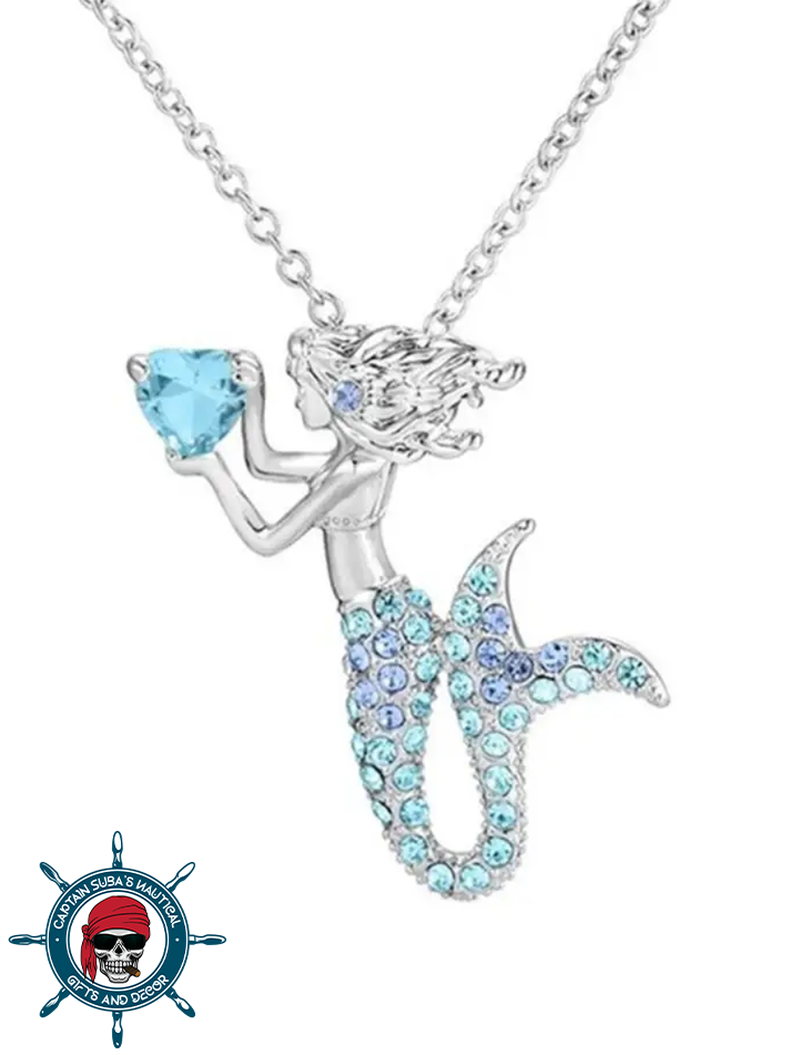 Necklace Blue Mermaid Silver Color