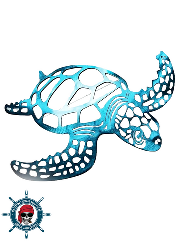 Blue Sea Turtle Metal Wall Art