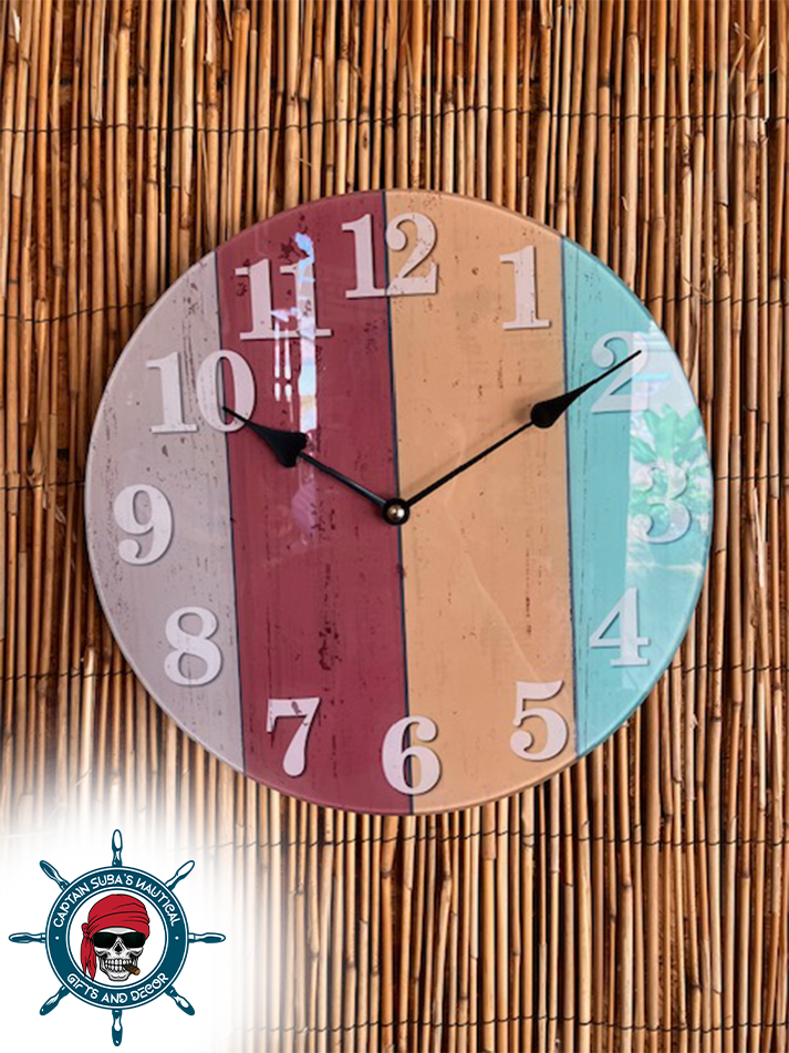 Clock -- Multi Colored Wood